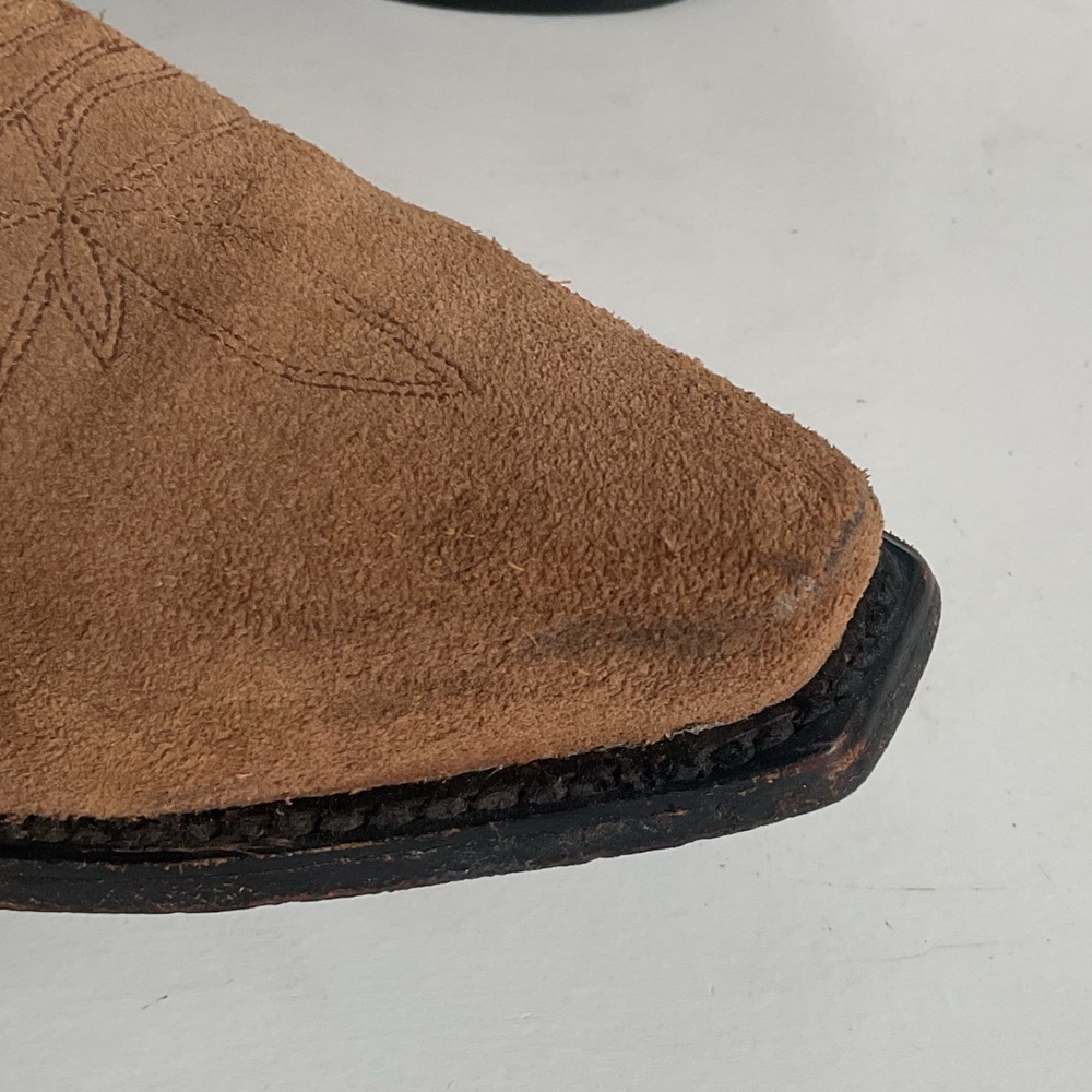 Dan Post Pee Wee Suede Cowgirl Boots 8 M Rough Out Suede - Picture 11 of 16